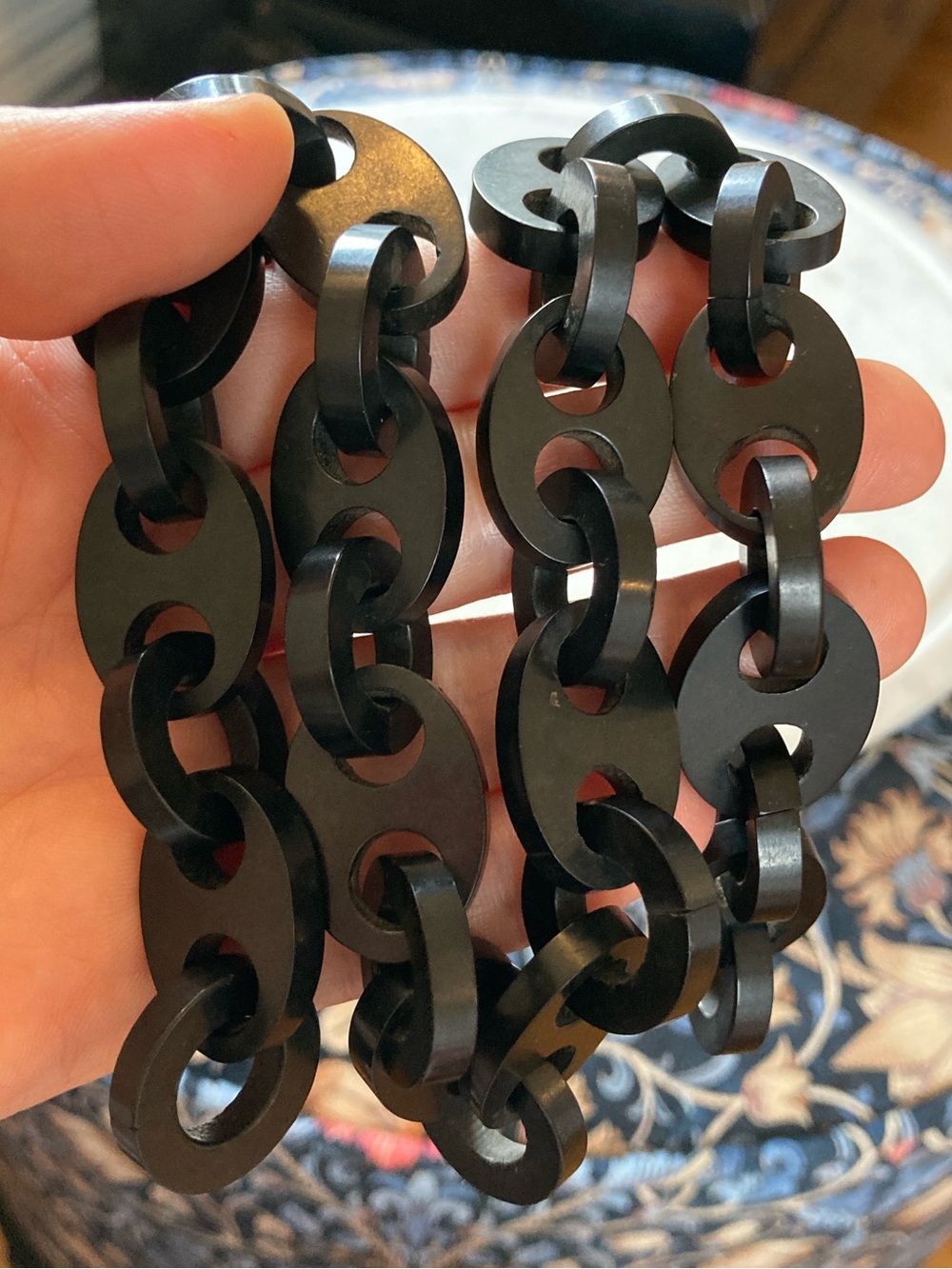 Antique Victorian Gutta Percha/Vulcanite Large Link Chain Necklace